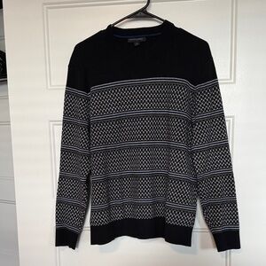 Banana Republic Black and White Patterned Crewneck Sweater